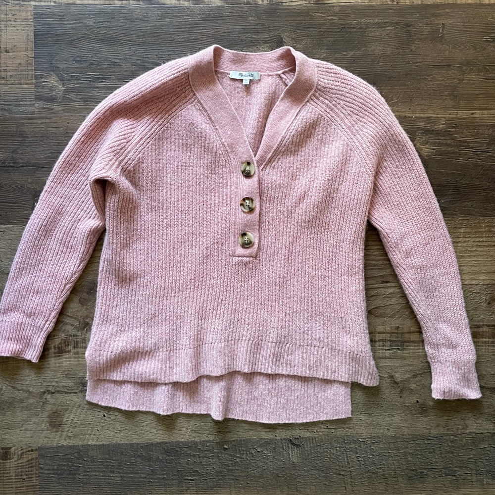 Madewell Pink Sweater w/ Buttons